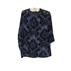 ASOS Ornate Black on Blue Short Sleeve Tee
